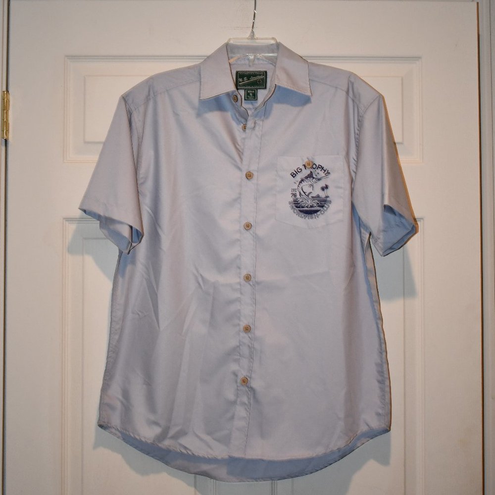 Northern Expedition Mens Gray Graphic Short Sleeve Button Front Shirt Size Smal1